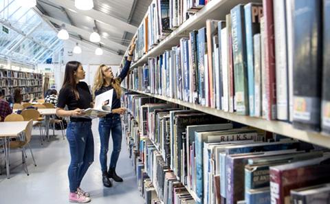 students in the library