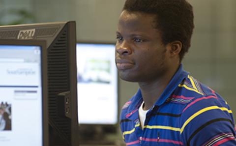 Student using a computer