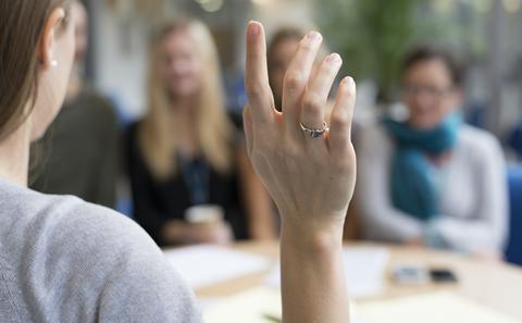 raised hand asking question