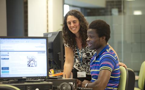 Student at a computer