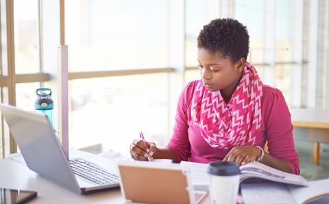 Student working at desk