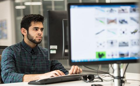 Student at a computer