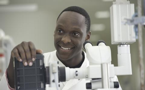 Student doing lab work