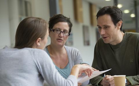 A meeting at a table