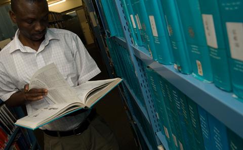 Student in the library