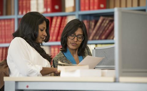 Students studying in the library