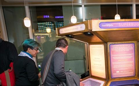 Prof Syma Khalid explaining exhibit