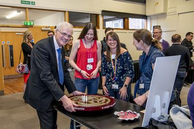 The Vice-Chancellor taking part in a hands-on activity