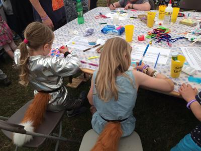 Having fun making microbe masks
