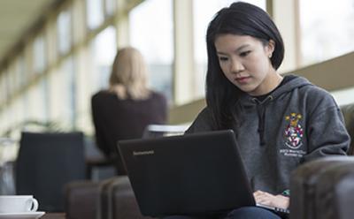 Student using a laptop 