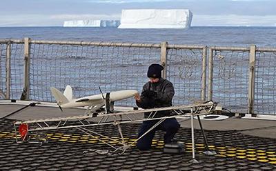 SULSA UAV on deck of HMS Protector