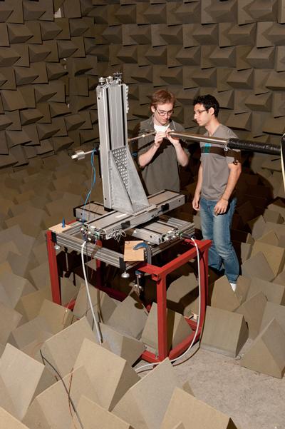 Doak laboratory is fully equipped for making both noise measurements in an anechoic environment  and aerodynamic measurements such as hot wire measurements of jet turbulence. 