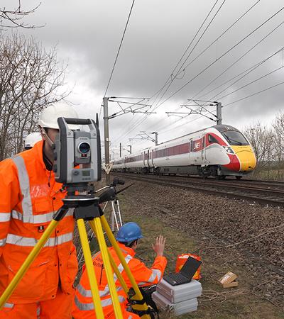 Workers on rail network