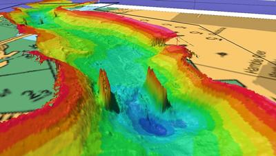 Multi-beam sonar measurements of River Hamble bathymetry (Hampshire, UK)