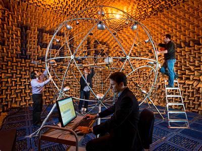Conducting research in the large anechoic chamber