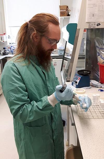Callum Highmore in the laboratory