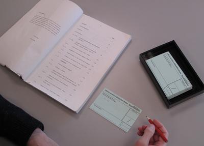 Green slips used for ordering archive documents and rare books