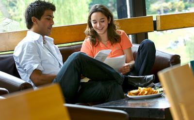 Male and female talking