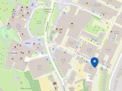 Map showing location of David Kiddle Buiilding