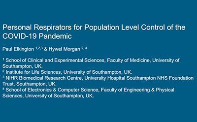 Link to open access paper: Personal Respirators for Population Level Control of the COVID-19 Pandemic