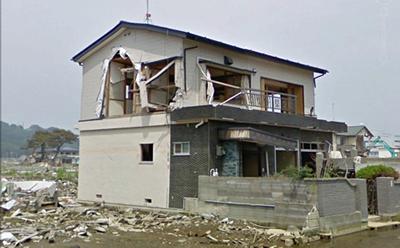 Tsunami damage to a timber framed building in Ishinomaki, Japan