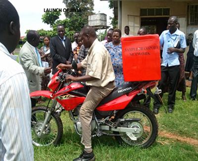 Sample transfer via motorbike