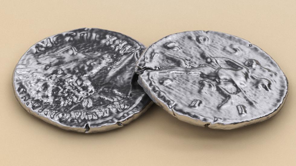 Figure 7 - Computer graphic simulation of one of the coins from inside the pot