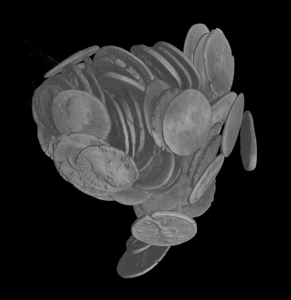 Figure 4 - CT image showing density of packed coins