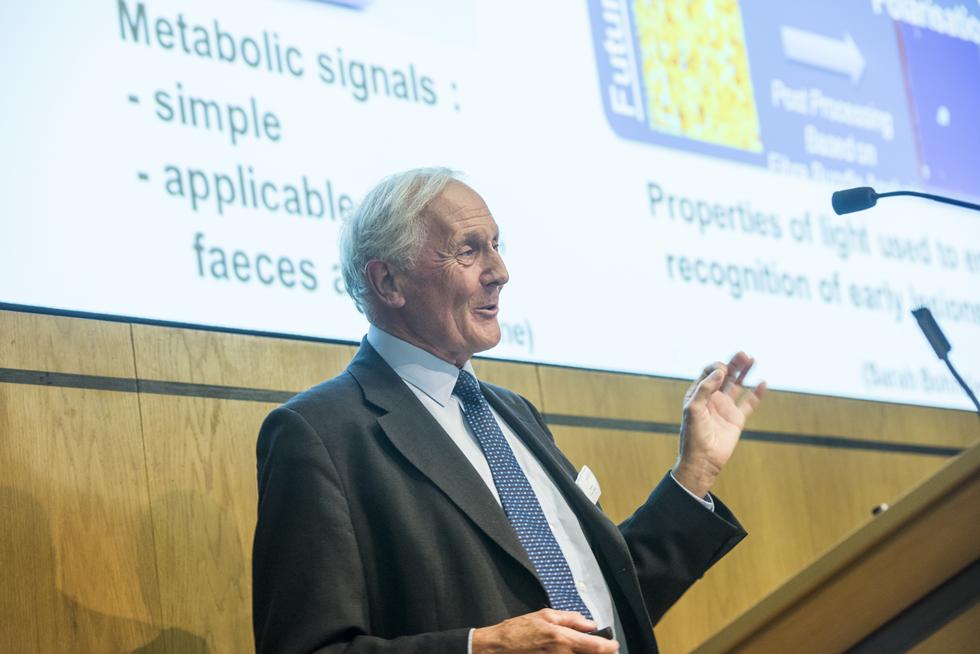 Professor Sir Bruce Ponder delivering his keynote