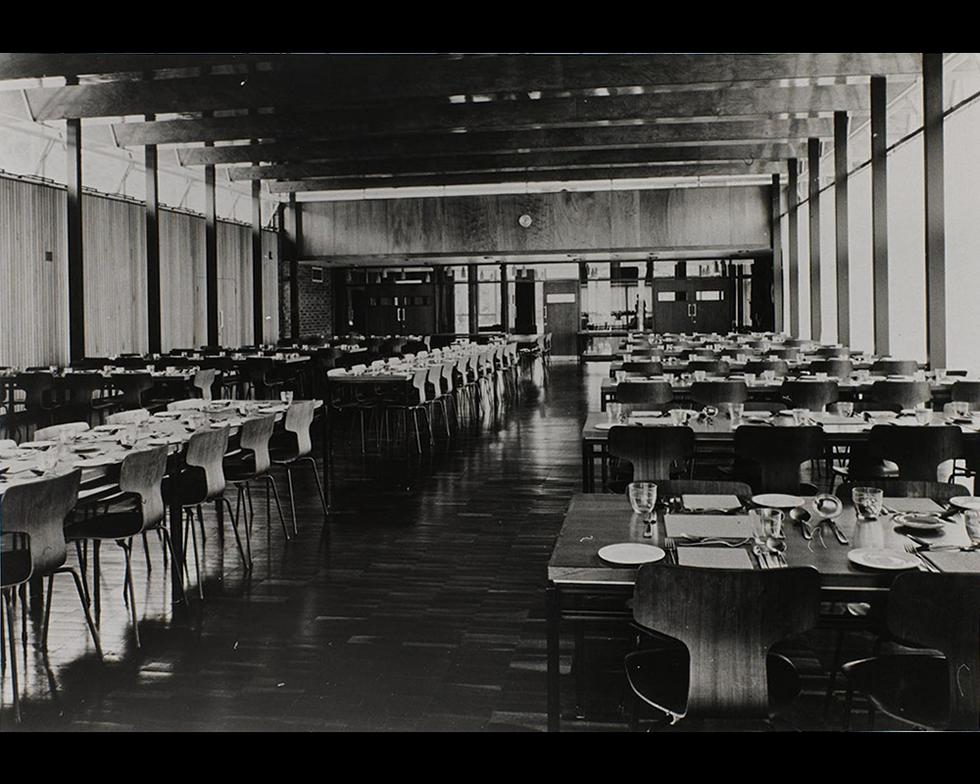 Student accommodation: Hall of residence dining room, 1960s