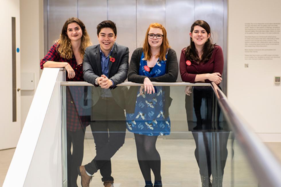 Arts Ambassadors Annette, Ben, Hannah and Molly at John Hansard Gallery