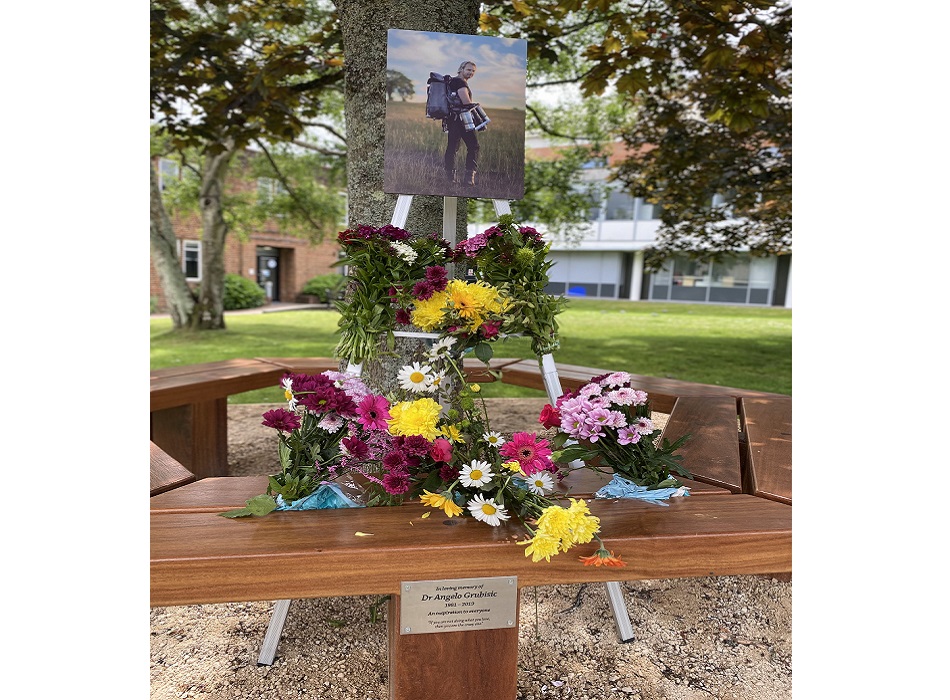 Memorial bench dedicated to Dr Angelo Grubisic