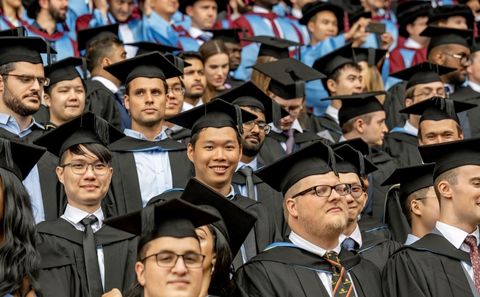 A group of students during a Graduation ceremony