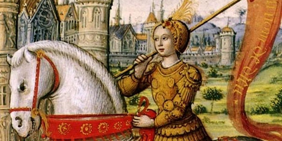Joan of Arc on a white horse