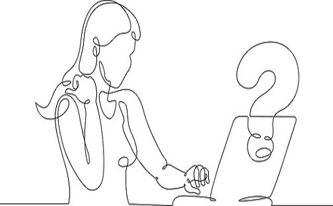 Trace drawing of woman with laptop