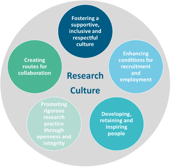 Research Culture diagram with some highlights from the main text in high resolution