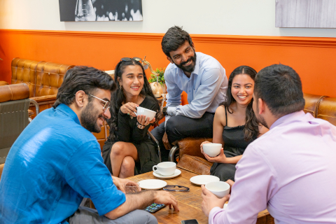 Group of international students chatting