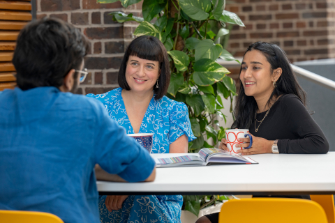 International students having a group discussion