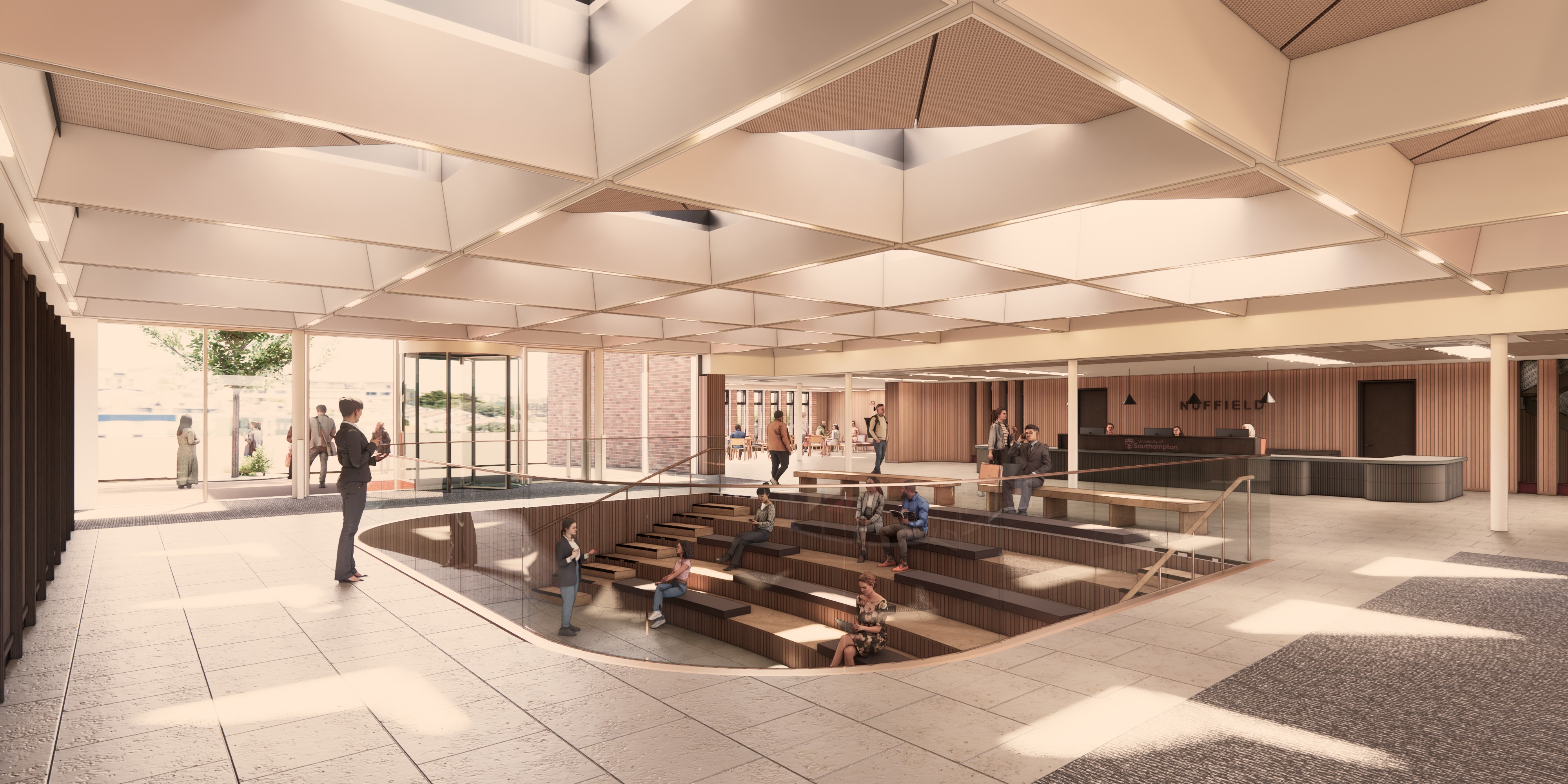 Artist’s impression of the proposed foyer, with space to meet, study and gather for events.