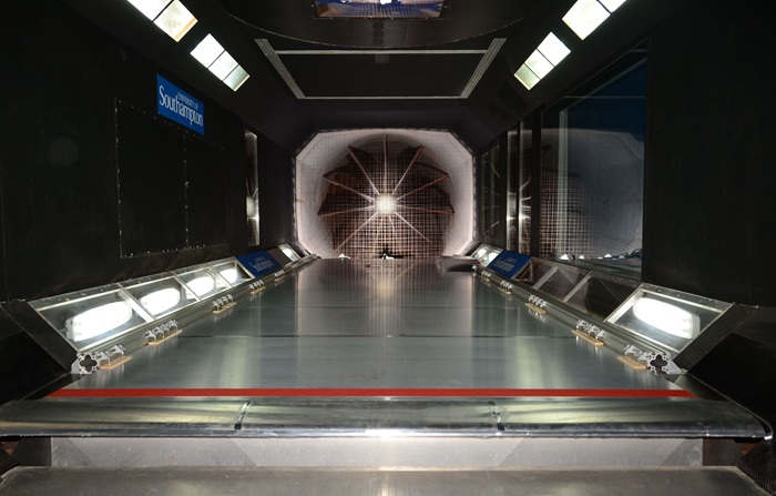 Test section prepared for a boundary layer test