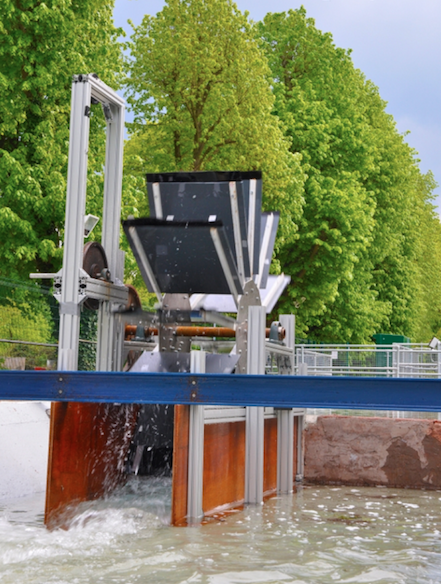 Water mill on Outdoor flume