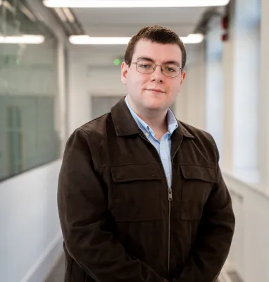 Chemical engineering student Oliver, looking at the camera.