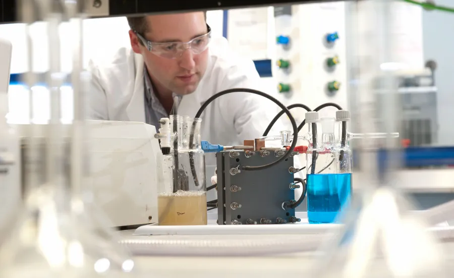 Richard Willis with Chemistry equipment