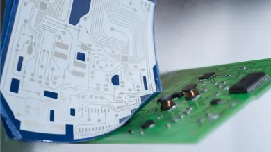 Close up detail of a circuit board