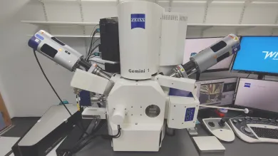 A close up of the chemical nanoanalysis scanning electron microscope