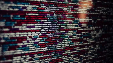 Computer screen showing coloured code