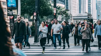 People walking in a busy city centre