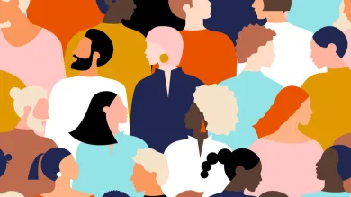 Illustration showing an ethnically diverse crowd of people