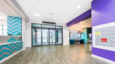 Reception hall and mail boxes of Southampton Orion Point accommodation