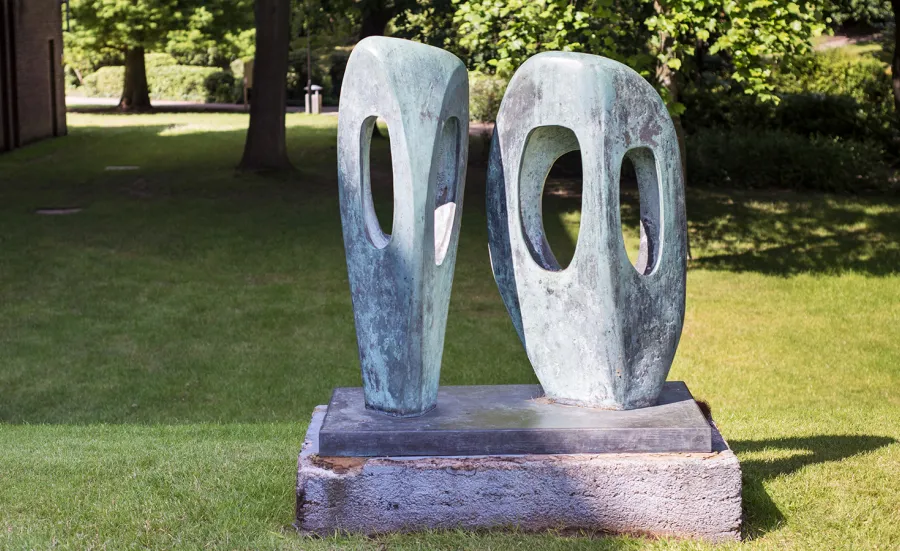 A photo of Barbara Hepworth's sculpture entitled 'Two Forms'